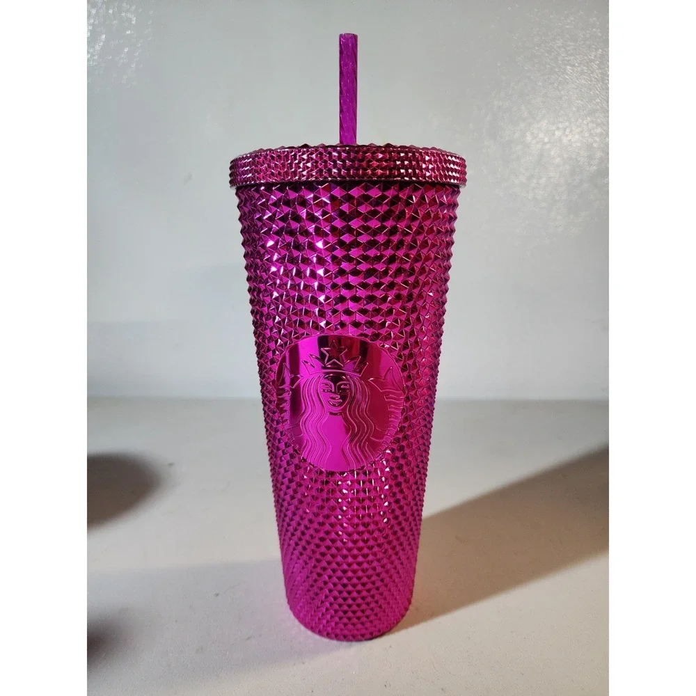 Starbucks 2022 Christmas Venti Studded Cold Cup Tumbler 24oz Sangria Pink New